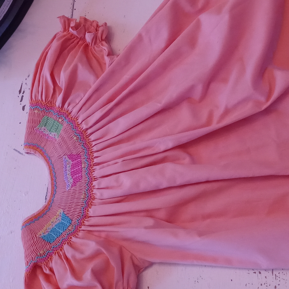 Birthday girls smocked dress
